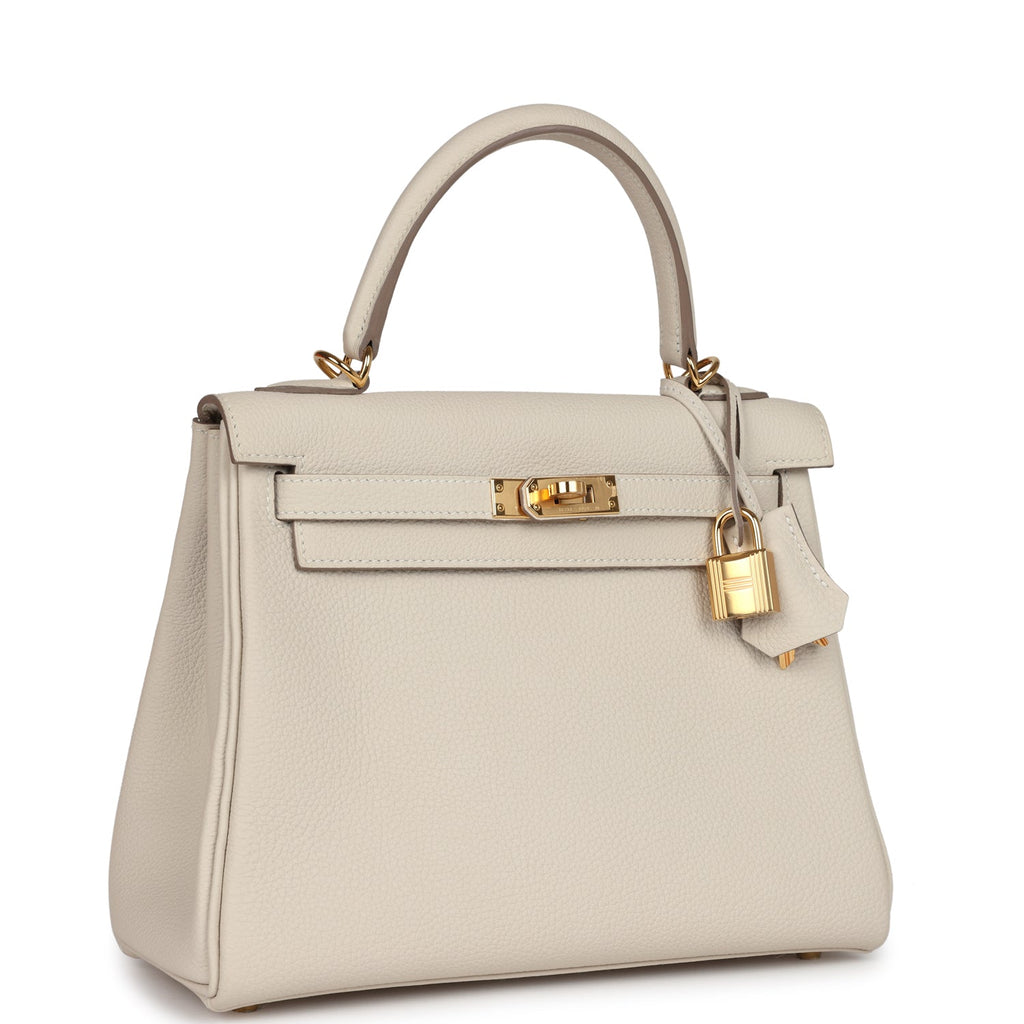 Hermès Kelly Retourne 25 Craie Togo Gold Hardware