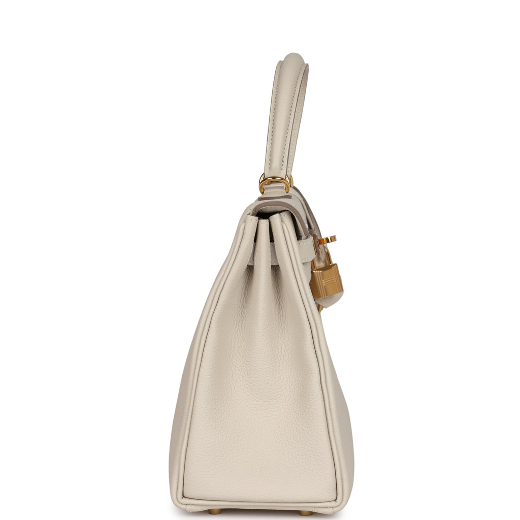 Hermès Kelly Retourne 25 Craie Togo Gold Hardware