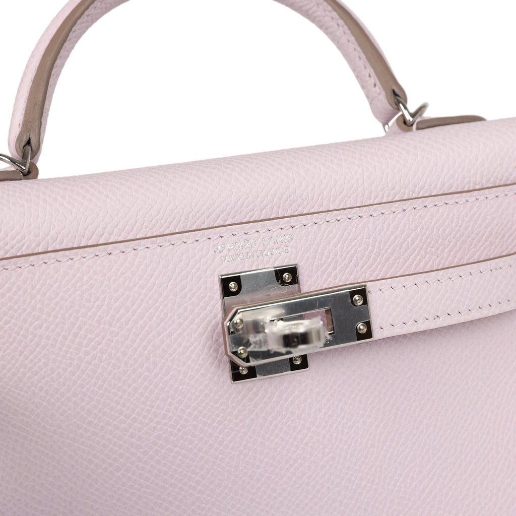 Hermès Kelly Sellier 20 Mauve Pale Epsom Palladium Hardware