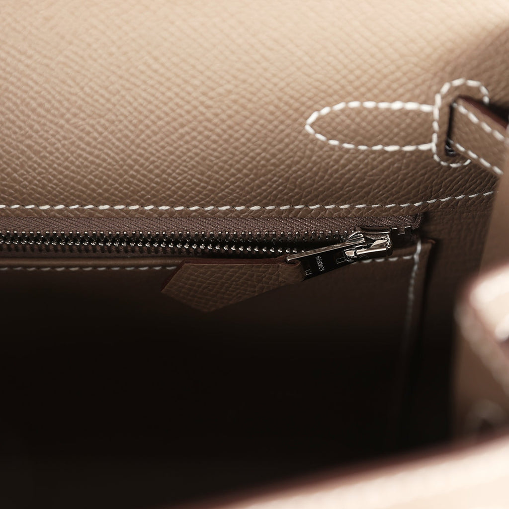 Hermès Kelly Sellier 25 Etoupe Epsom Palladium Hardware
