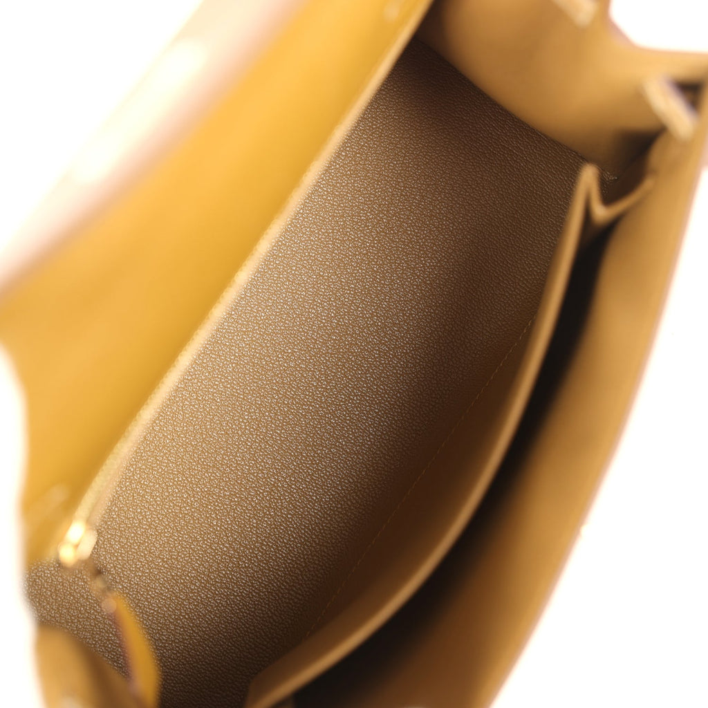 Hermès Kelly Sellier 25 Bronze Dorè Madame-textured Faux Leather and Sable Shiny Faux Leather Touch Permabrass Hardware