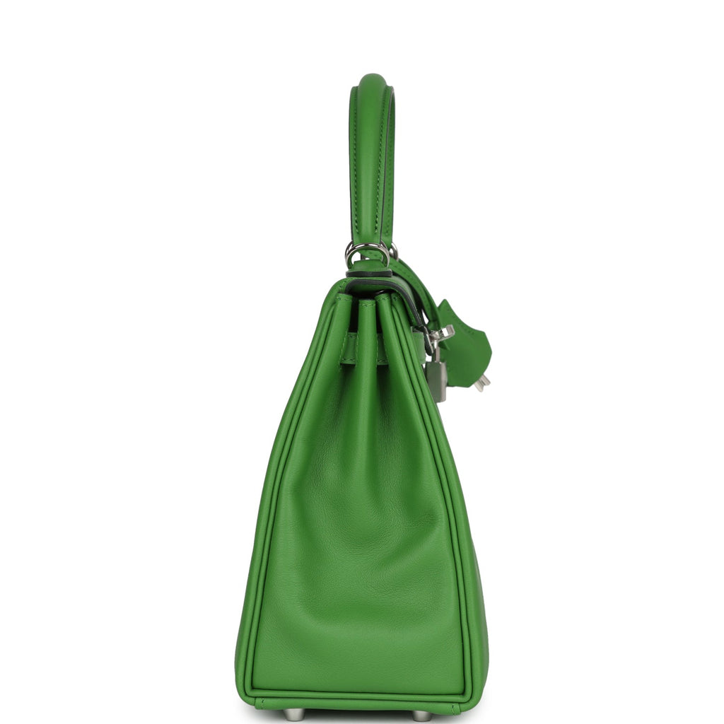 Hermès Kelly Retourne 25 Vert Yucca Swift Palladium Hardware