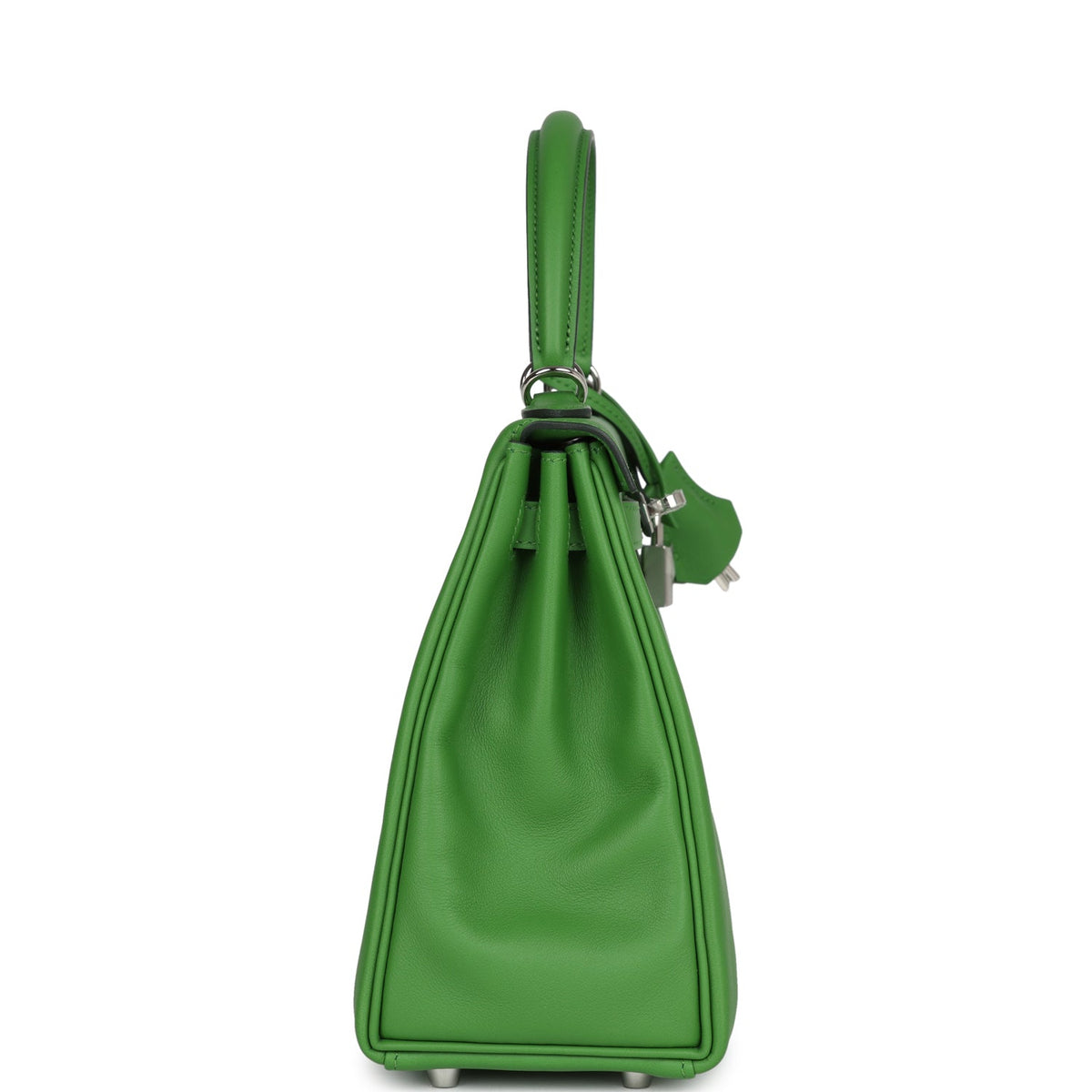 Hermès Kelly Retourne 25 Vert Yucca Swift Palladium Hardware