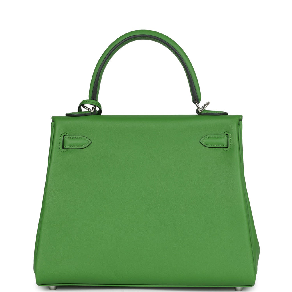 Hermès Kelly Retourne 25 Vert Yucca Swift Palladium Hardware