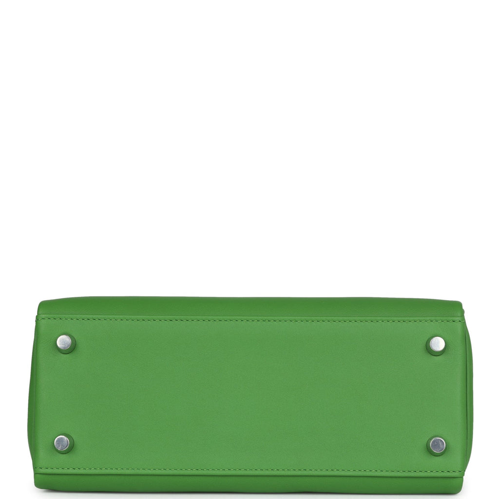 Hermès Kelly Retourne 25 Vert Yucca Swift Palladium Hardware