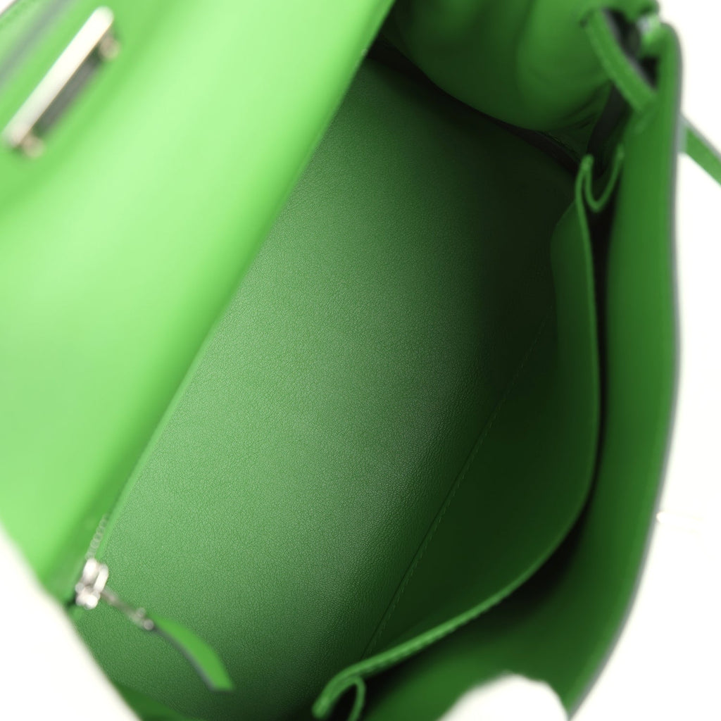 Hermès Kelly Retourne 25 Vert Yucca Swift Palladium Hardware