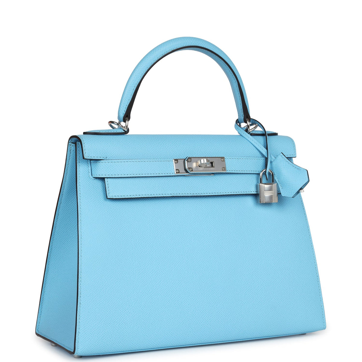 Hermès Kelly Sellier 28 Bleu Celeste Epsom Palladium Hardware