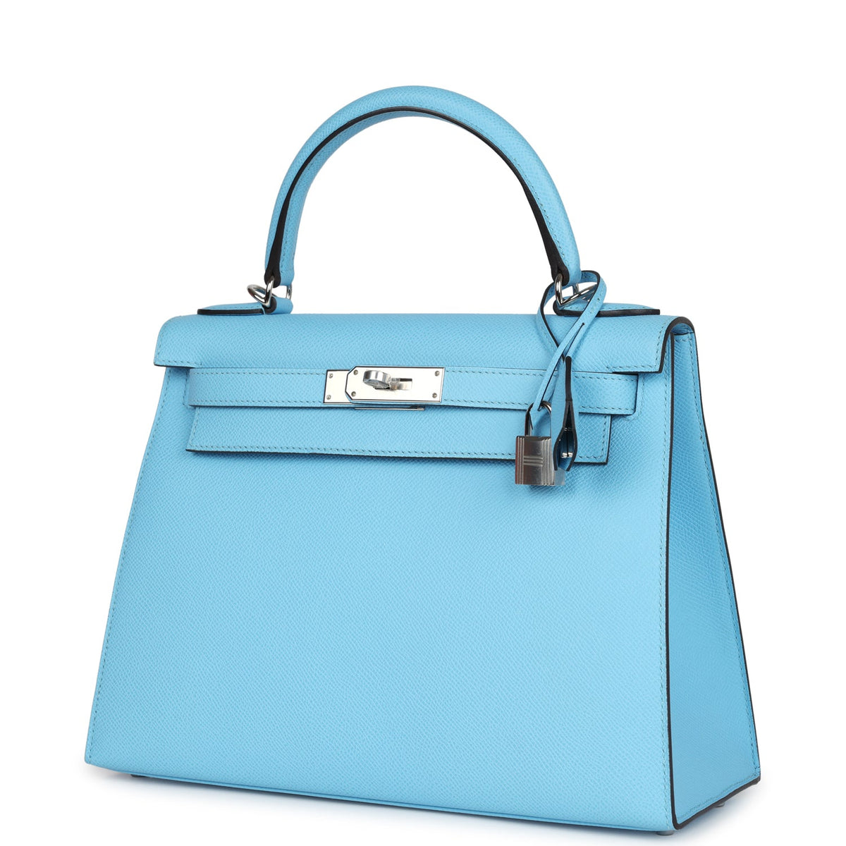 Hermès Kelly Sellier 28 Bleu Celeste Epsom Palladium Hardware