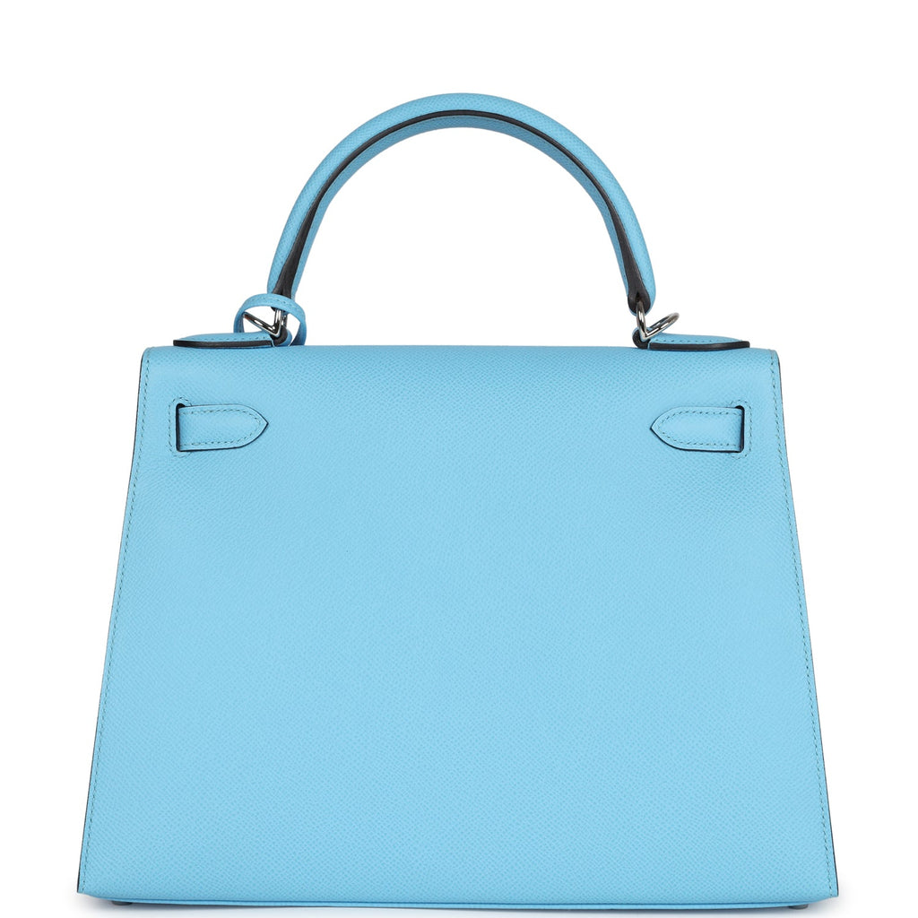 Hermès Kelly Sellier 28 Bleu Celeste Epsom Palladium Hardware