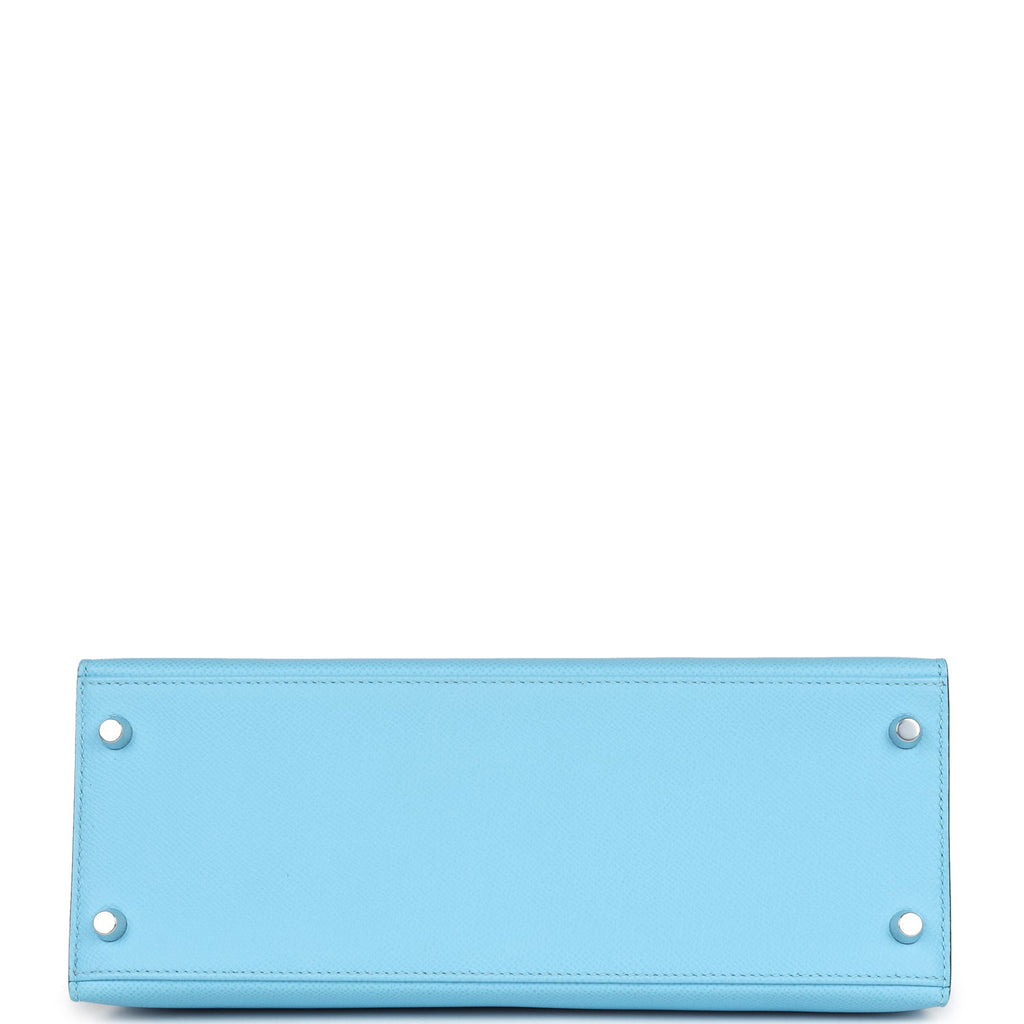 Hermès Kelly Sellier 28 Bleu Celeste Epsom Palladium Hardware