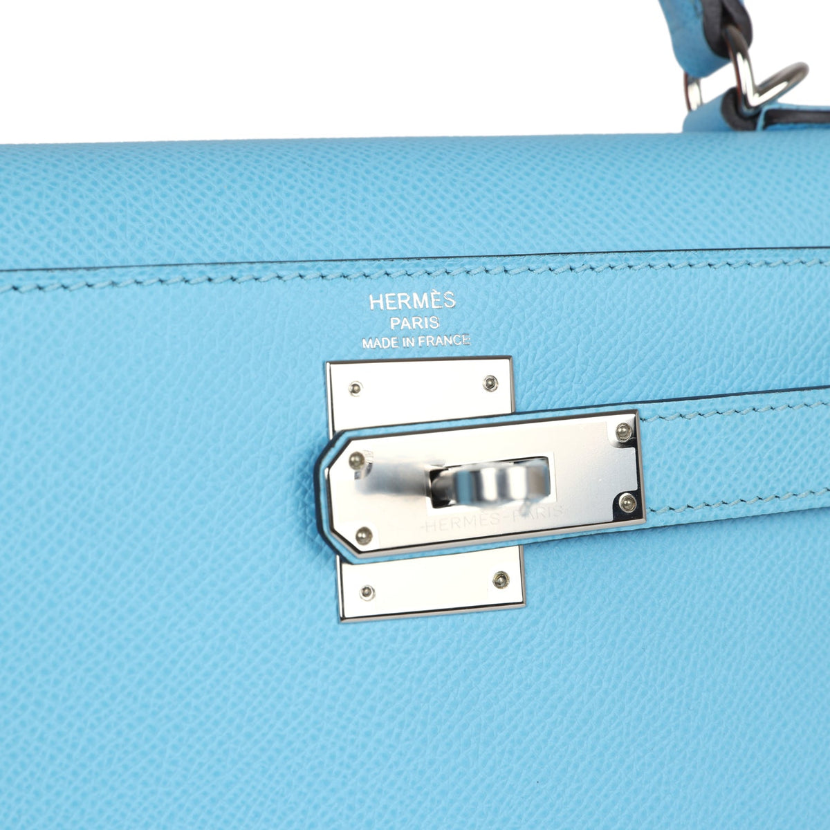 Hermès Kelly Sellier 28 Bleu Celeste Epsom Palladium Hardware