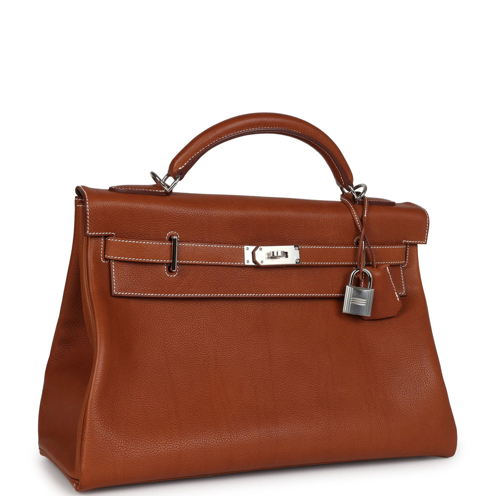 Hermès Kelly 42 Maxi Fauve Barenia Faubourg Palladium Hardware