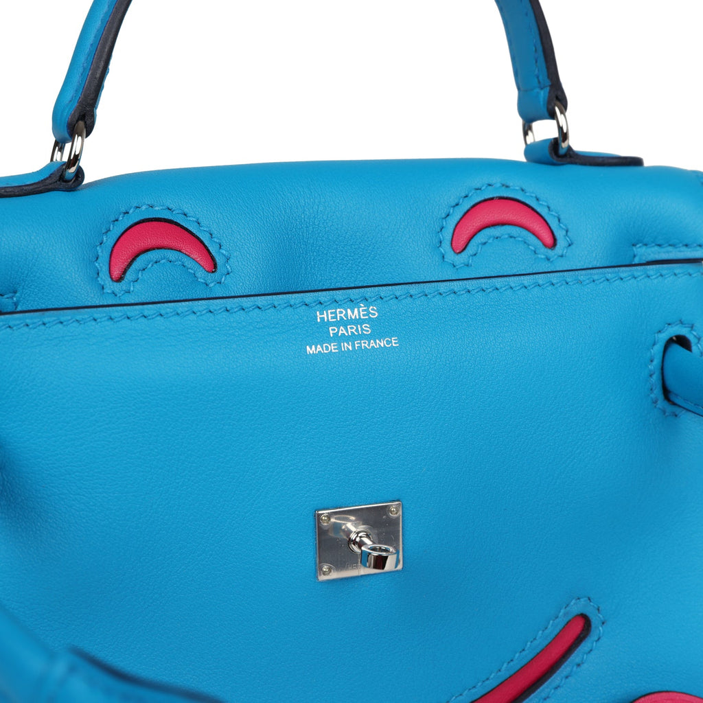 Hermès "Quelle Idolle" Kelly Doll Bleu Frida and Rose Extreme Swift Palladium Hardware