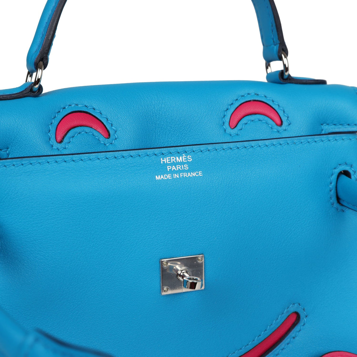Hermès "Quelle Idolle" Kelly Doll Bleu Frida and Rose Extreme Swift Palladium Hardware