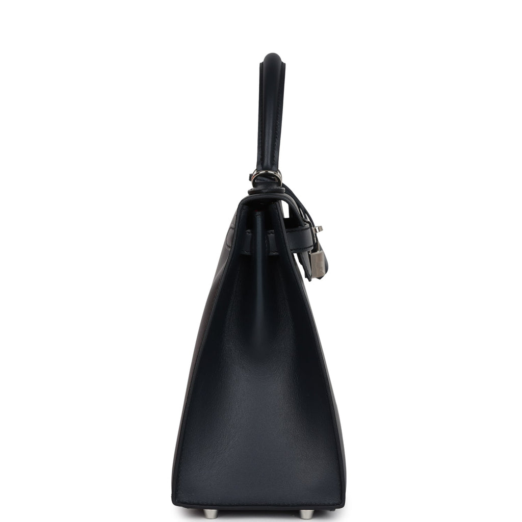 Hermès Special Order (HSS) Kelly Sellier 28 Bleu Obscur Verso Sombrero Palladium Hardware