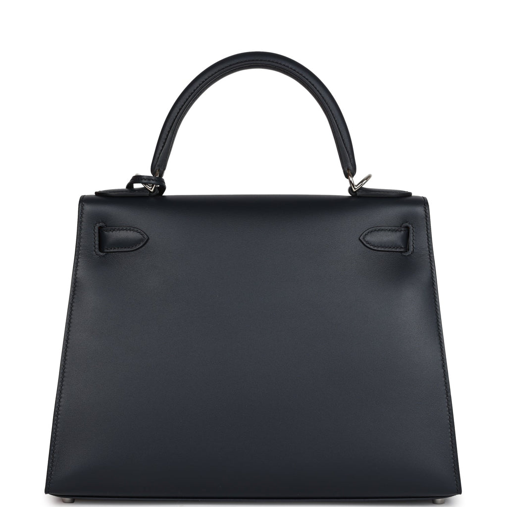 Hermès Special Order (HSS) Kelly Sellier 28 Bleu Obscur Verso Sombrero Palladium Hardware