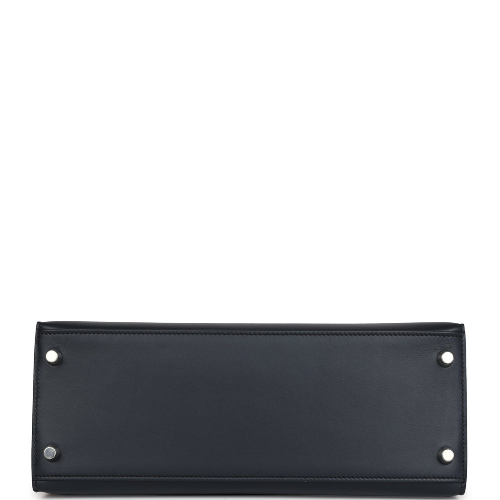 Hermès Special Order (HSS) Kelly Sellier 28 Bleu Obscur Verso Sombrero Palladium Hardware