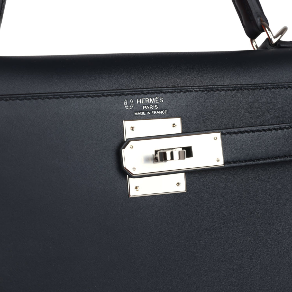 Hermès Special Order (HSS) Kelly Sellier 28 Bleu Obscur Verso Sombrero Palladium Hardware
