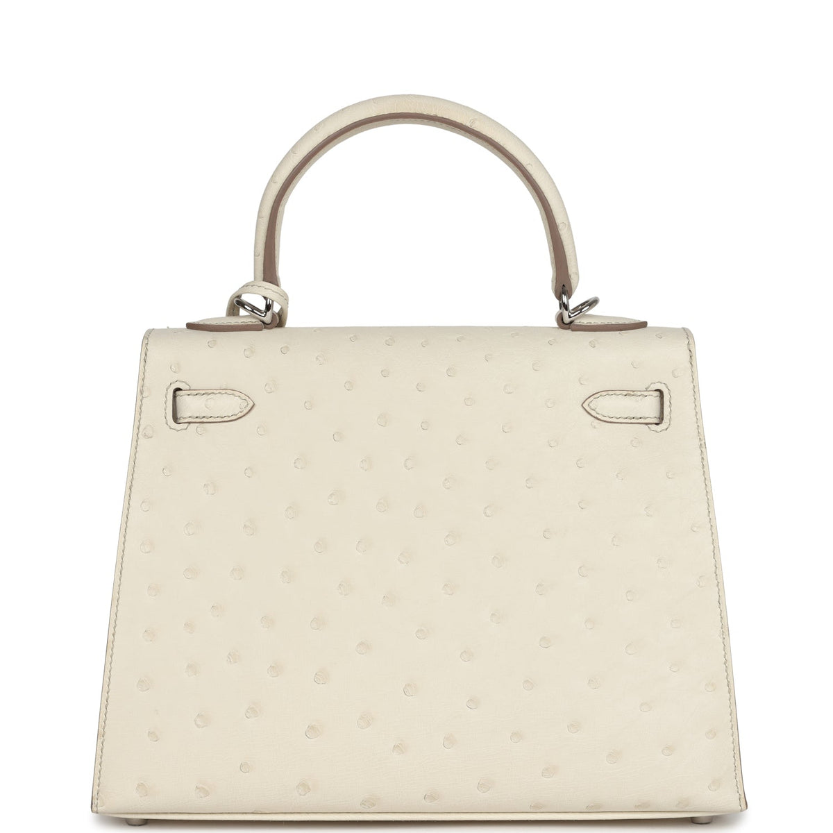 Hermès Kelly Sellier 25 Beton Ostrich Palladium Hardware