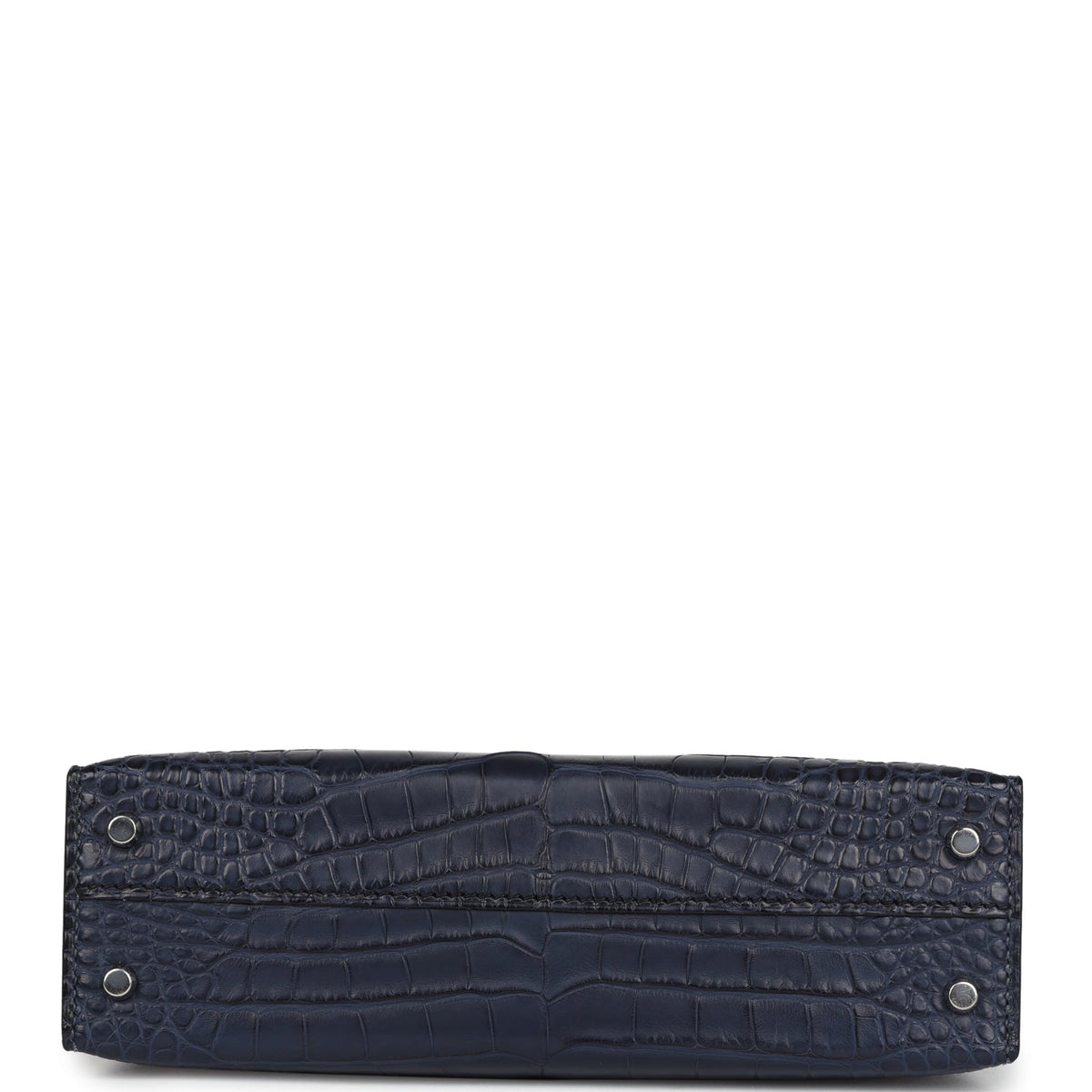 Hermès Special Order (HSS) Kelly Sellier 20 Bleu Indigo and Black Matte Faux Leather Palladium Hardware