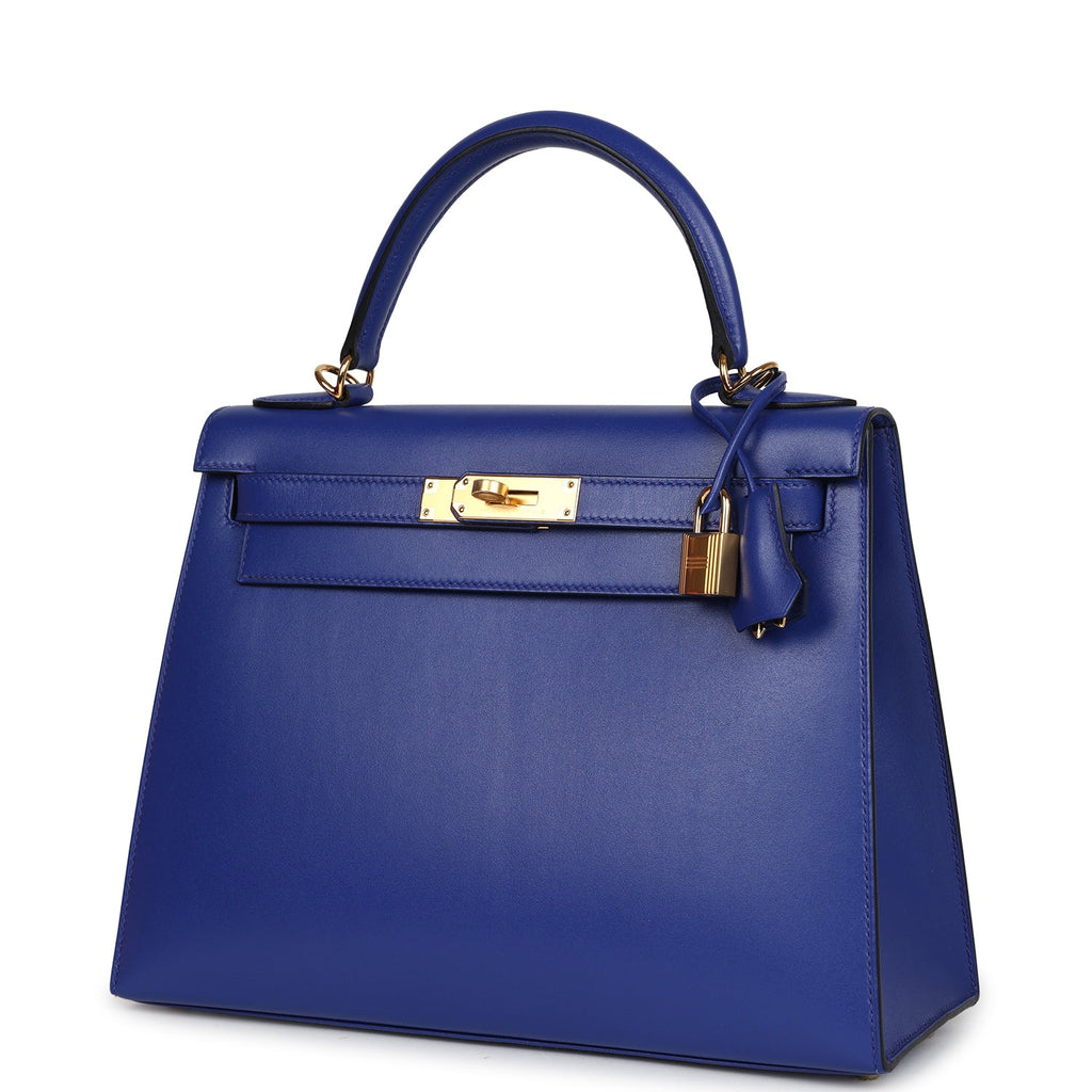 Hermès Kelly Sellier 28 Bleu Electric Tadelakt Gold Hardware