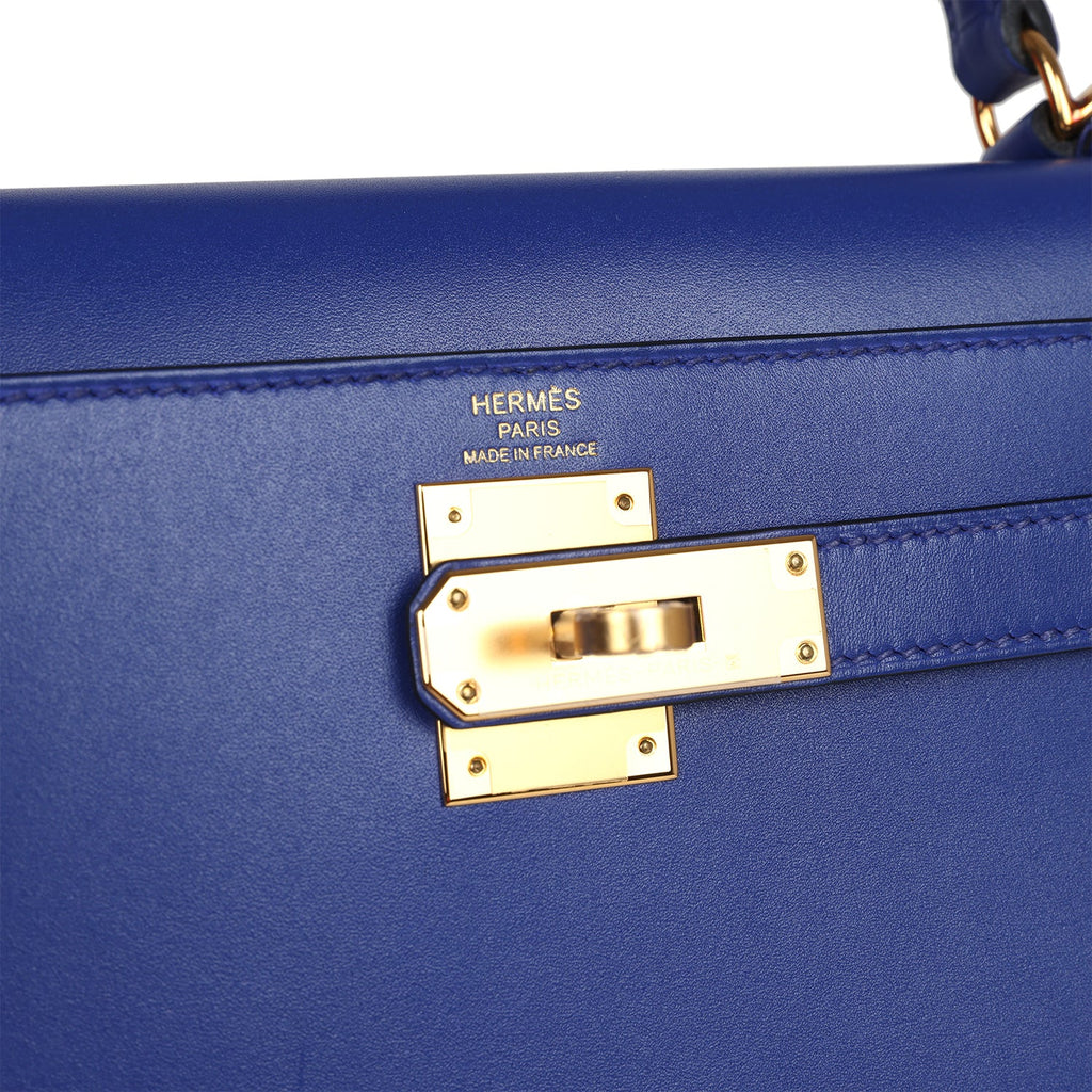 Hermès Kelly Sellier 28 Bleu Electric Tadelakt Gold Hardware