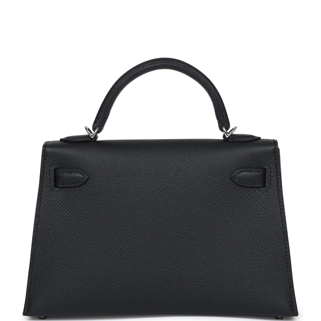 Hermès Kelly Sellier 20 Black Epsom Palladium Hardware