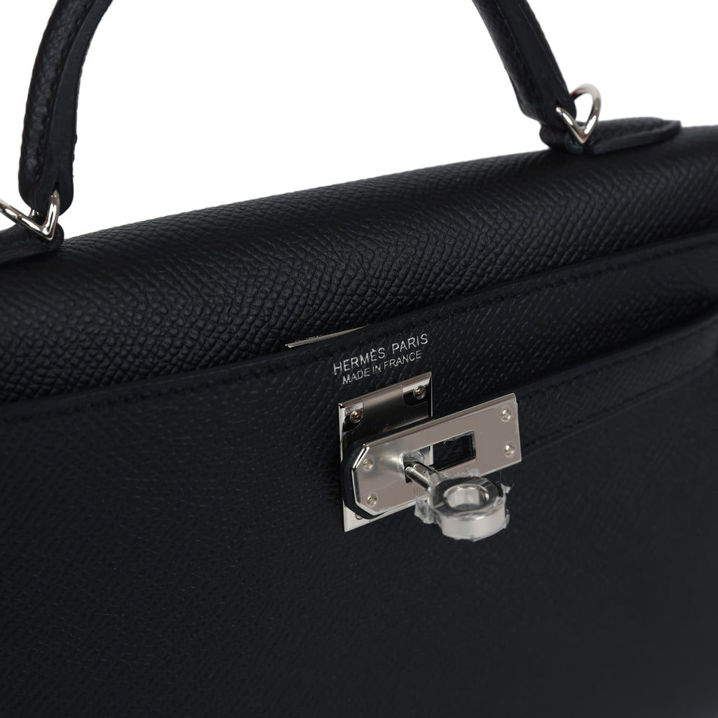 Hermès Kelly Sellier 20 Black Epsom Palladium Hardware