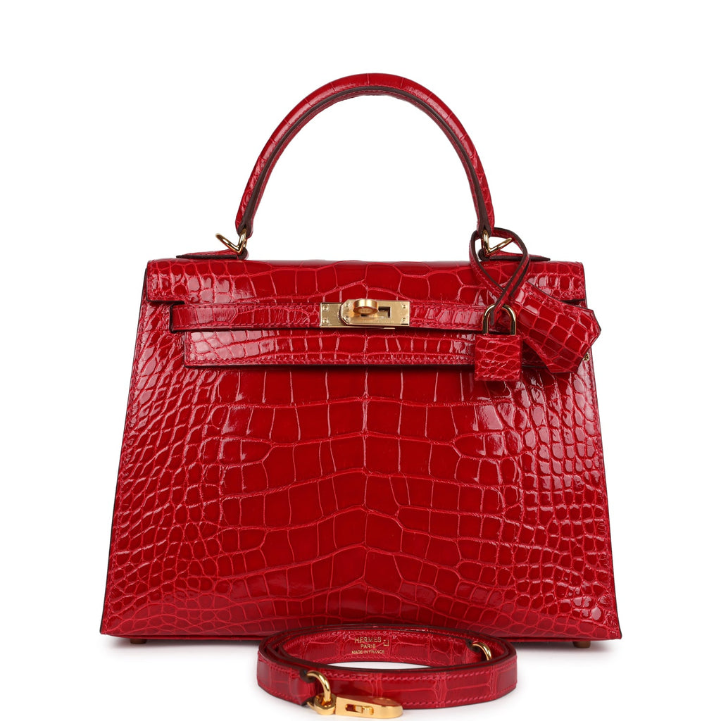Hermès Kelly 25 Sellier Braise Shiny Faux Leather Gold Hardware