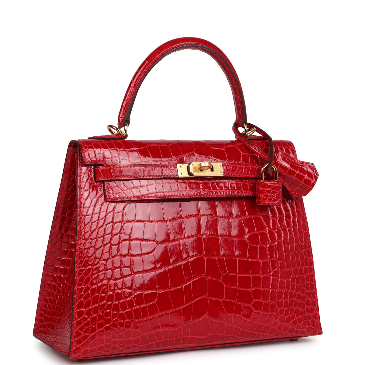 Hermès Kelly 25 Sellier Braise Shiny Faux Leather Gold Hardware