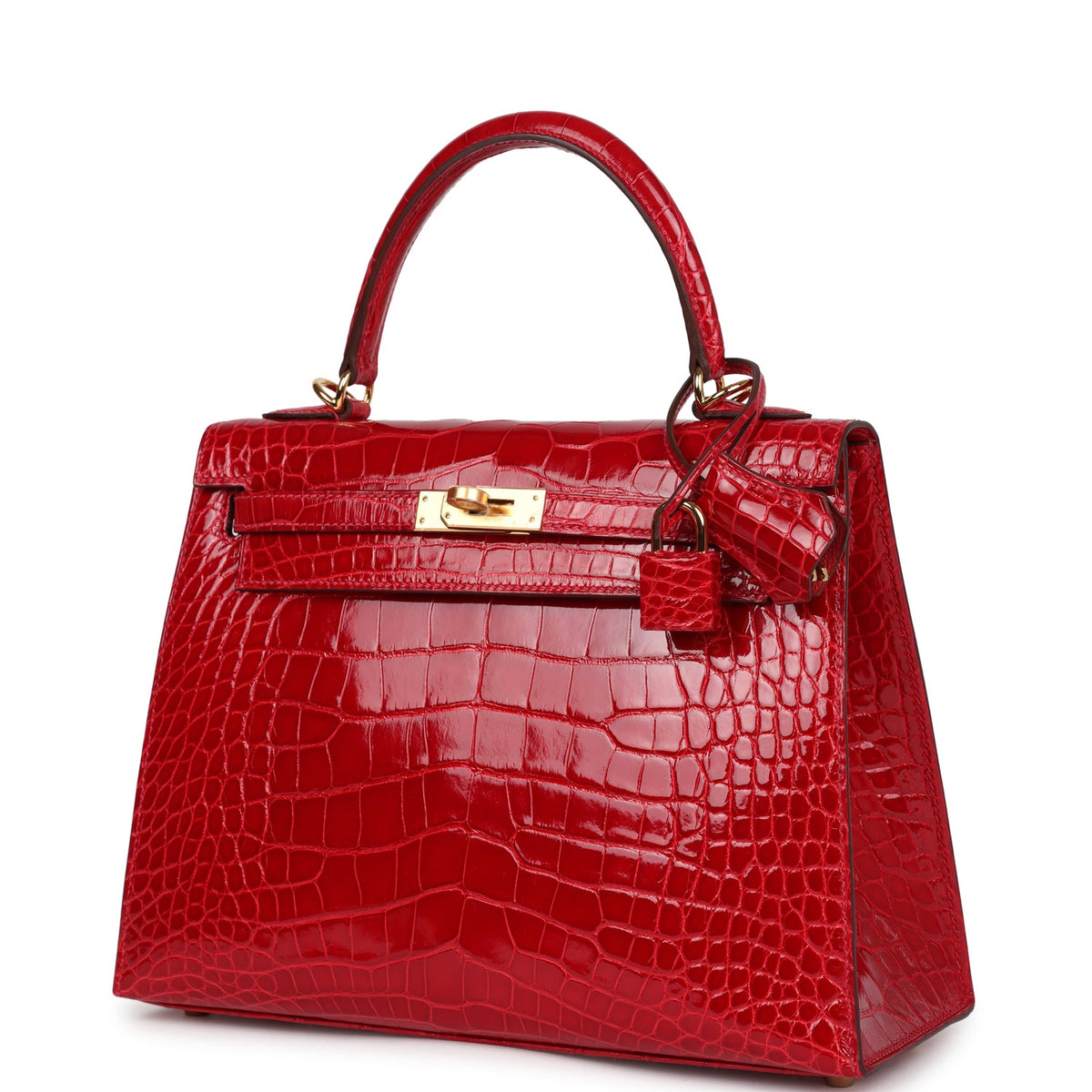 Hermès Kelly 25 Sellier Braise Shiny Faux Leather Gold Hardware