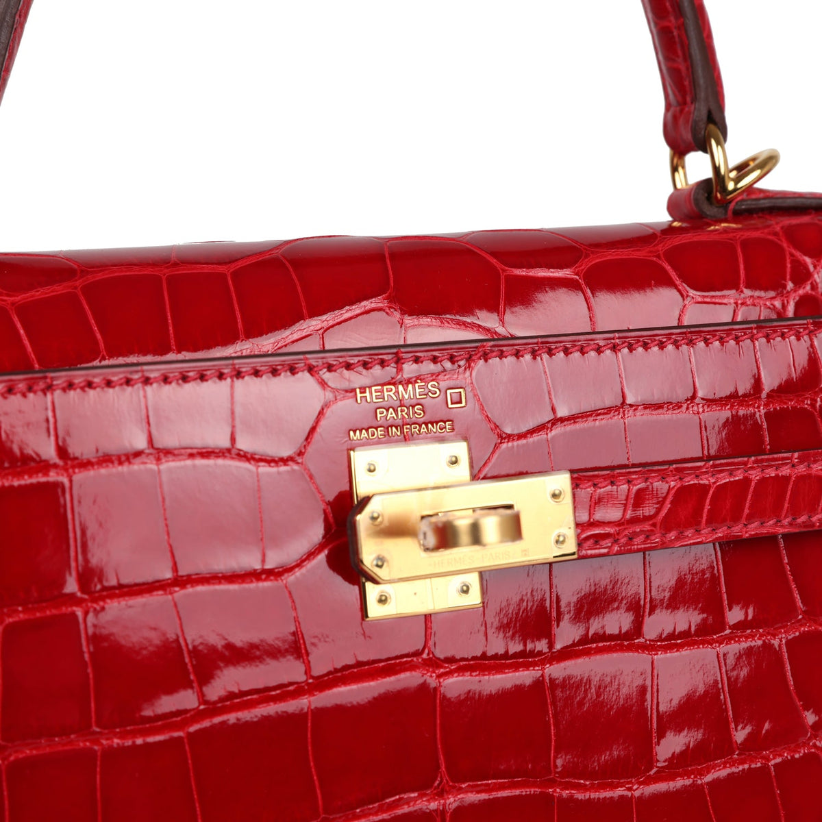 Hermès Kelly 25 Sellier Braise Shiny Faux Leather Gold Hardware
