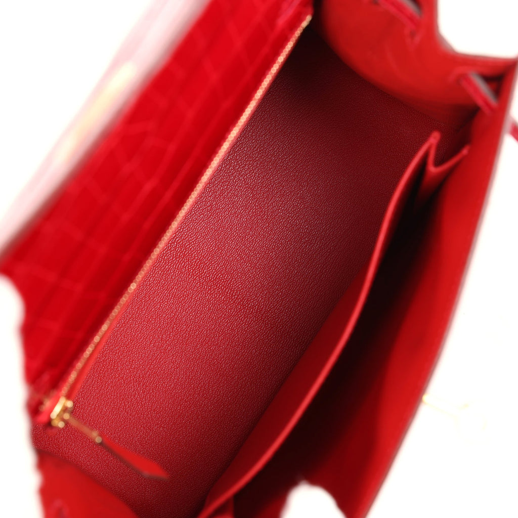 Hermès Kelly 25 Sellier Braise Shiny Faux Leather Gold Hardware
