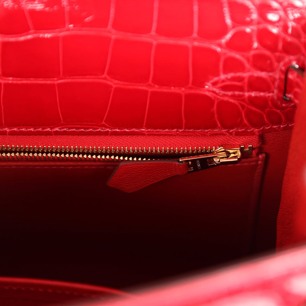 Hermès Kelly 25 Sellier Braise Shiny Faux Leather Gold Hardware