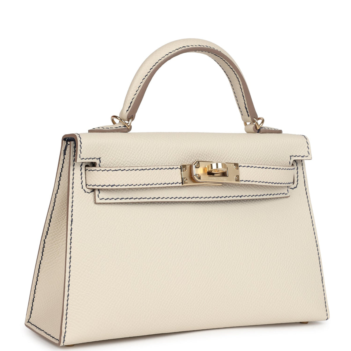 Hermès Special Order (HSS) Kelly Sellier 20 Craie/Bleu Saphir Epsom Permabrass Hardware