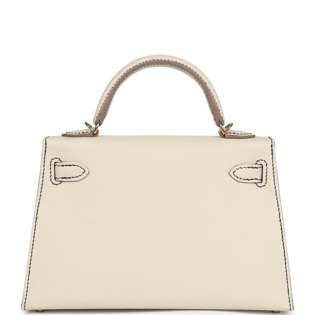 Hermès Special Order (HSS) Kelly Sellier 20 Craie/Bleu Saphir Epsom Permabrass Hardware