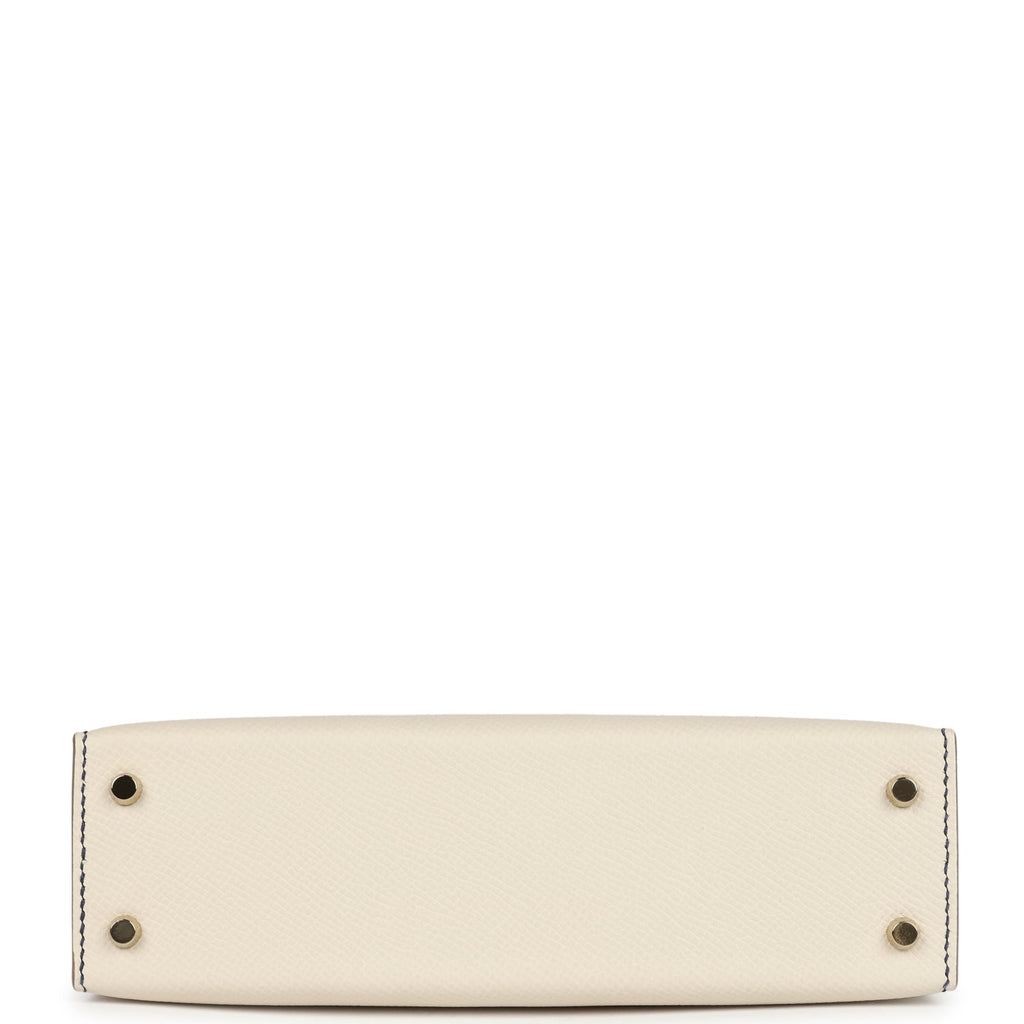 Hermès Special Order (HSS) Kelly Sellier 20 Craie/Bleu Saphir Epsom Permabrass Hardware