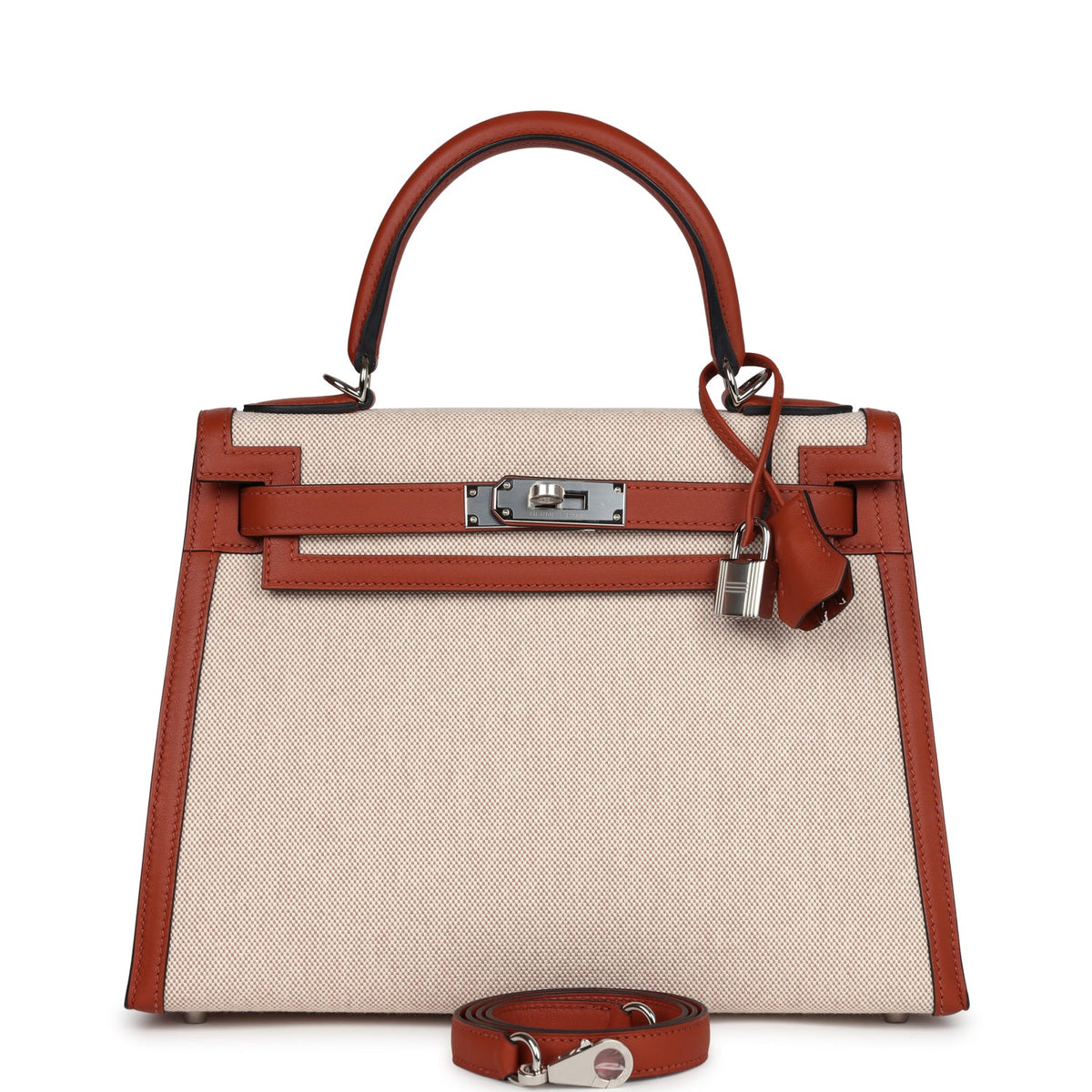 Hermès Kelly Sellier 28 Cuivre Swift and Ecru Toile H Palladium Hardware
