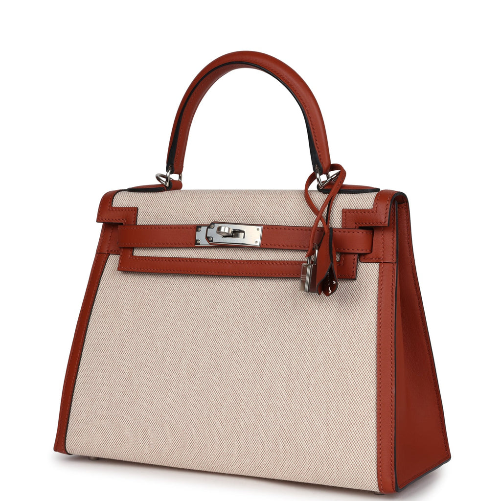 Hermès Kelly Sellier 28 Cuivre Swift and Ecru Toile H Palladium Hardware
