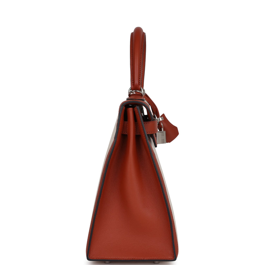 Hermès Kelly Sellier 28 Cuivre Swift and Ecru Toile H Palladium Hardware