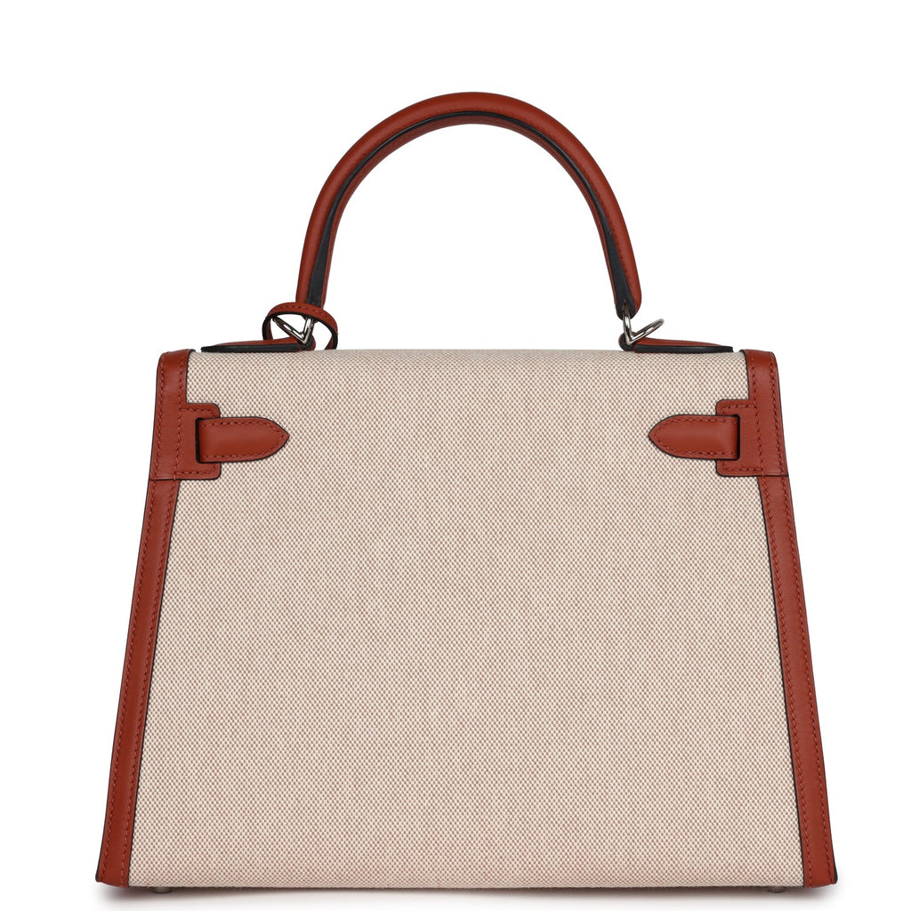 Hermès Kelly Sellier 28 Cuivre Swift and Ecru Toile H Palladium Hardware
