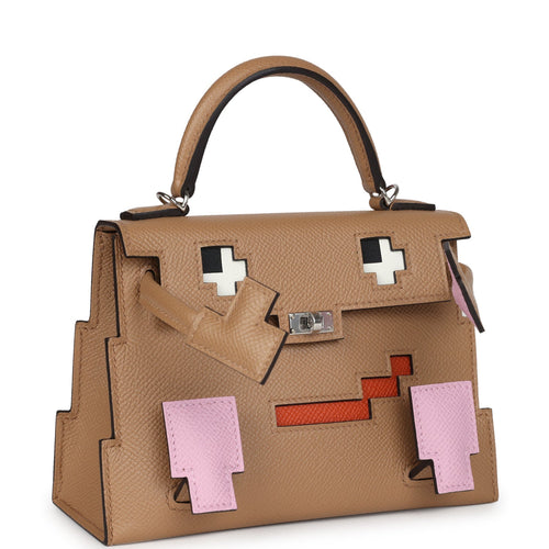 Hermès "Quelle Idolle" Picto Kelly Doll Chai/Mauve Sylvestre/Bleu Celeste/Terre Battue Epsom Palladium Hardware
