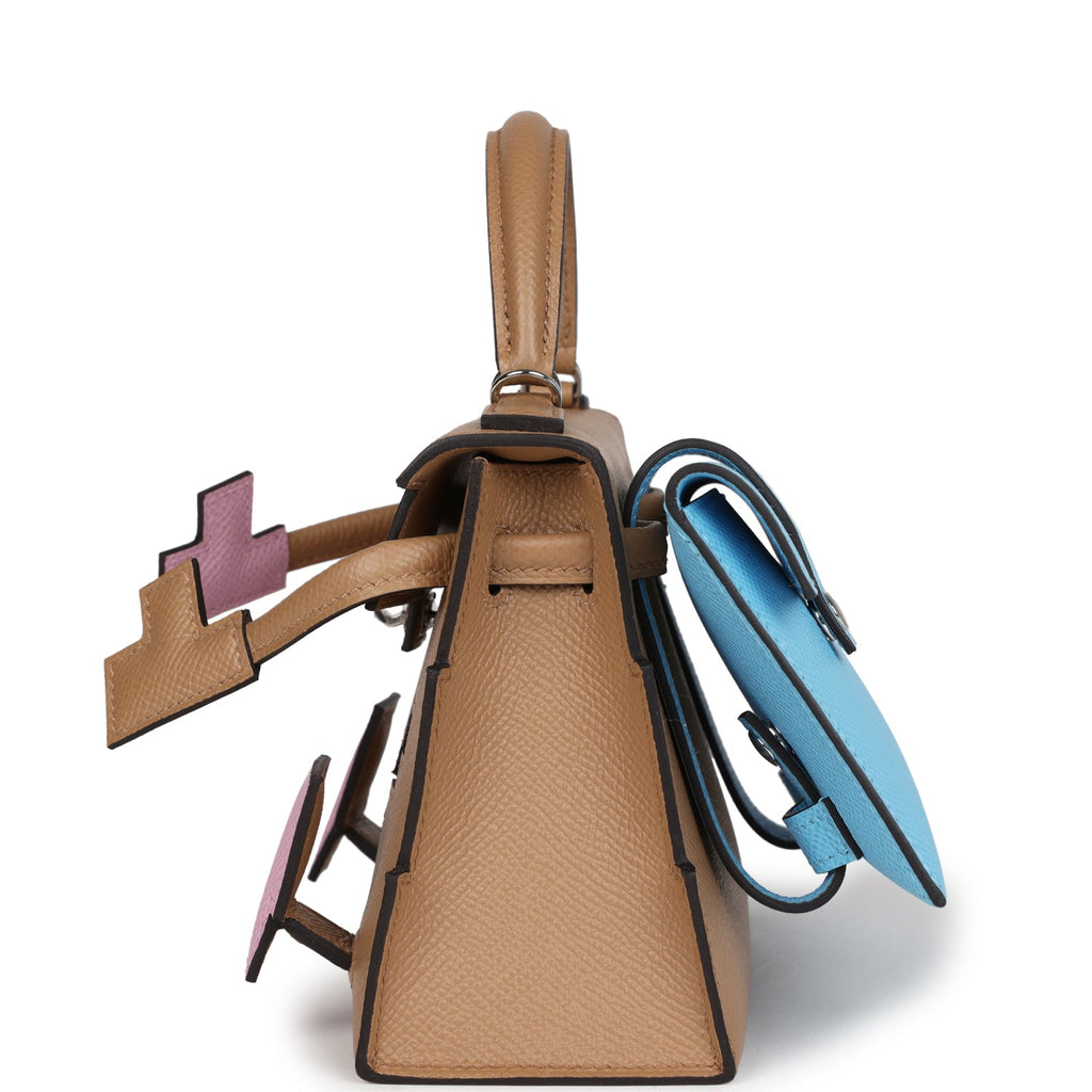Hermès "Quelle Idolle" Picto Kelly Doll Chai/Mauve Sylvestre/Bleu Celeste/Terre Battue Epsom Palladium Hardware
