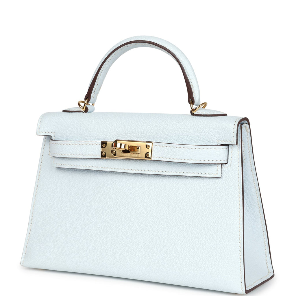 Hermès Kelly Sellier 20 Bleu Brume Chevre Gold Hardware