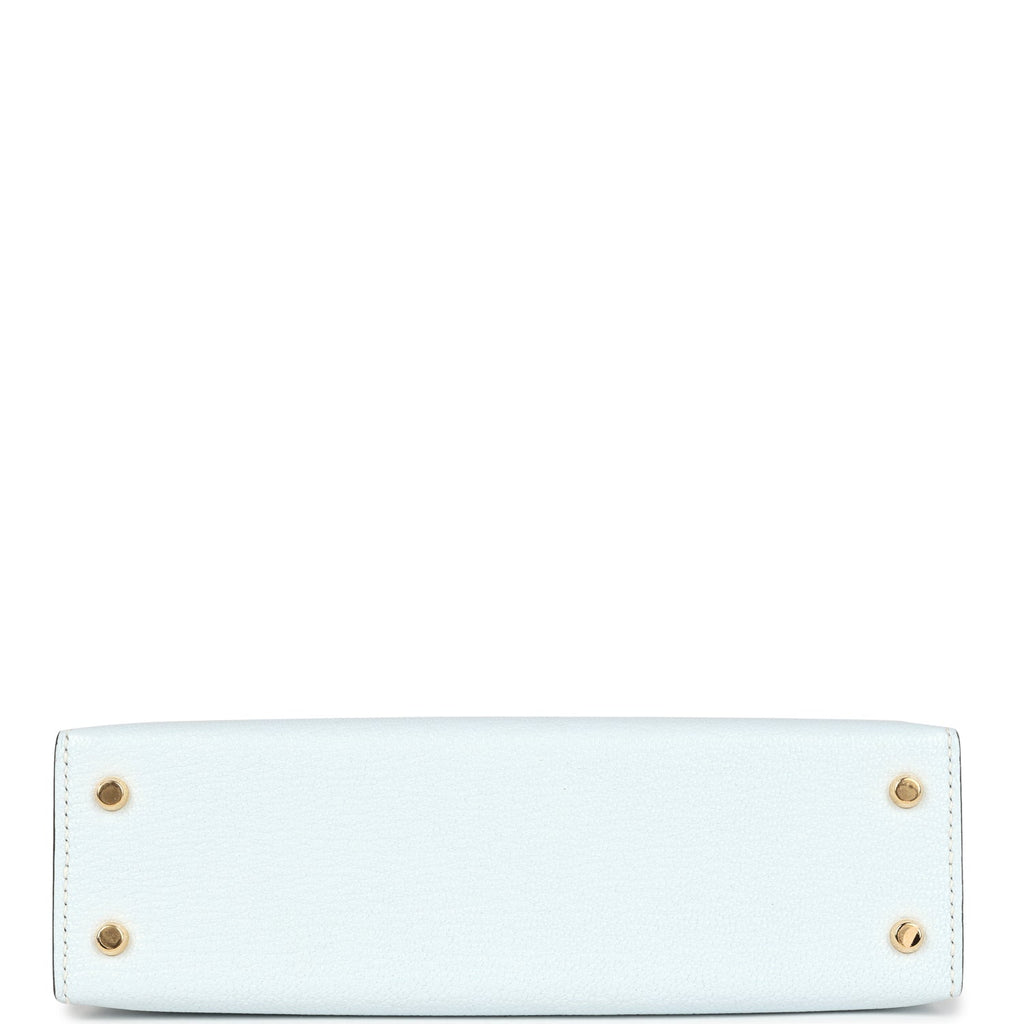 Hermès Kelly Sellier 20 Bleu Brume Chevre Gold Hardware