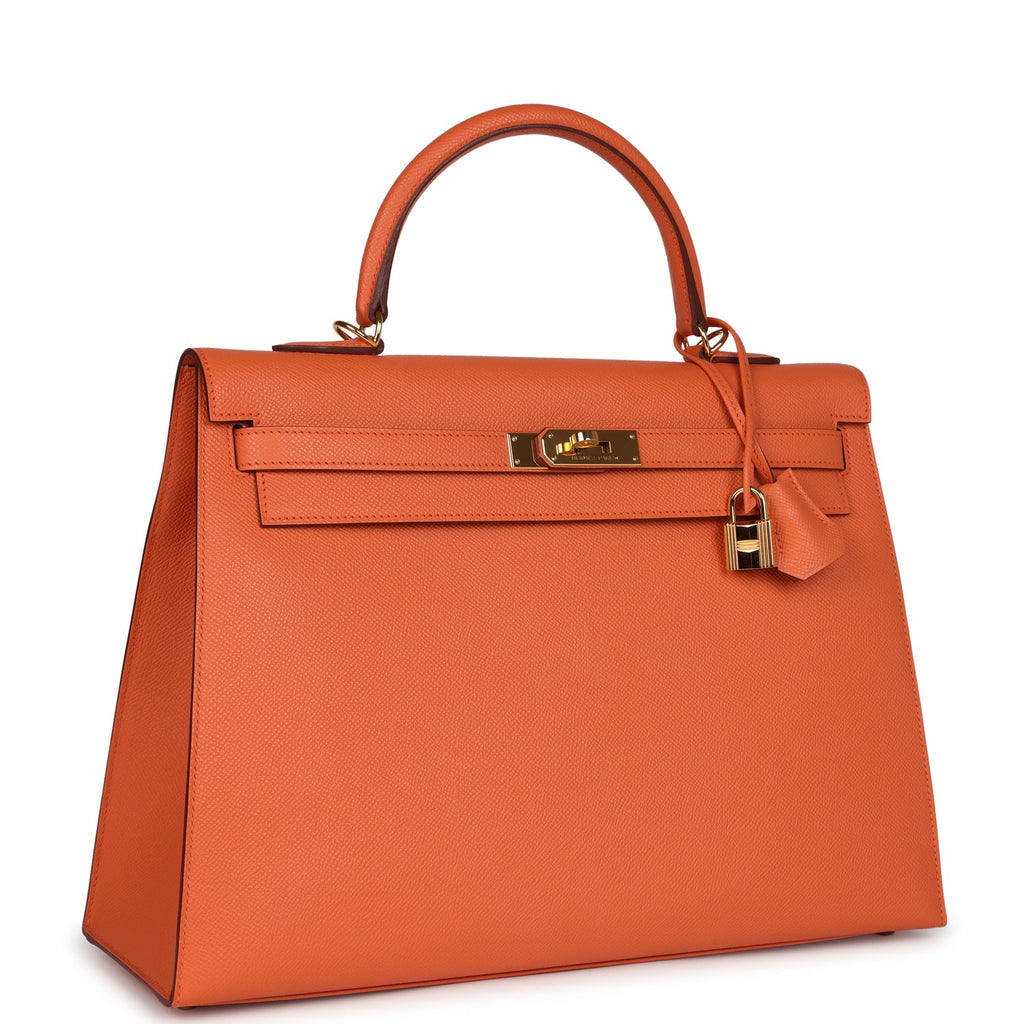 Hermès Kelly Sellier 35 Mango Epsom Gold Hardware