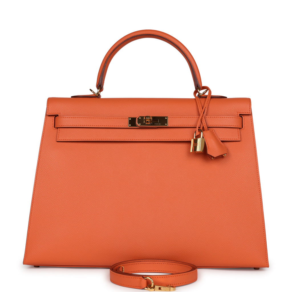 Hermès Kelly Sellier 35 Mango Epsom Gold Hardware