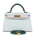 Hermès Kelly Sellier 20 Tri-color Gris Platine, Mauve Pale and Vert Moyen Epsom Gold Hardware