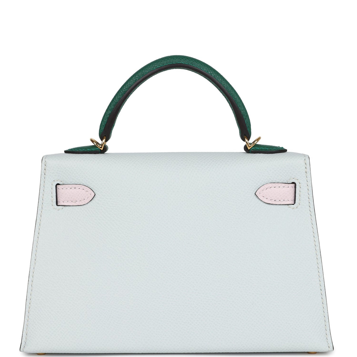 Hermès Kelly Sellier 20 Tri-color Gris Platine, Mauve Pale and Vert Moyen Epsom Gold Hardware