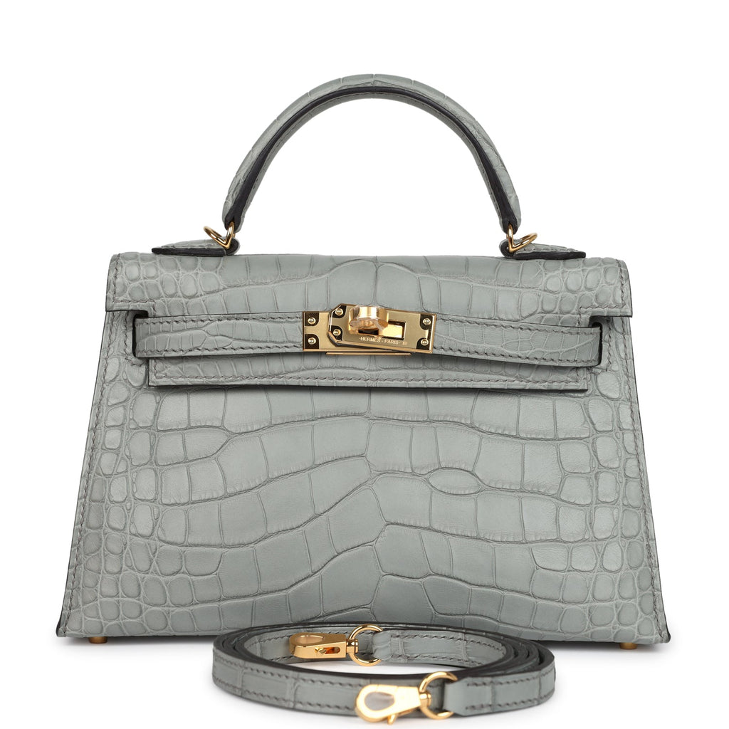 Hermès Kelly Sellier 20 Gris Ciment Matte Faux Leather Gold Hardware
